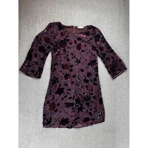 Halo Dress Small Burgundy Floral Burnout Velvet Shift Dark Romantic Whimsigoth
